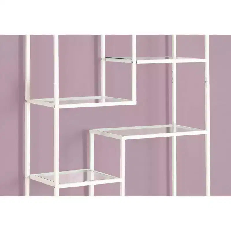 Estantería etagere de 5 niveles de metal blanco y cristal templado
