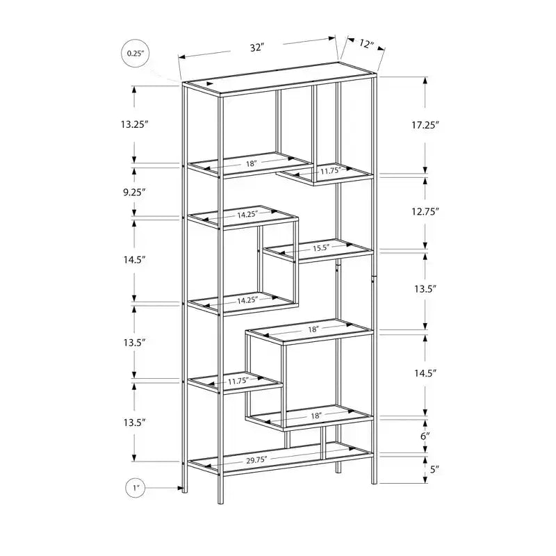Estantería etagere de 5 niveles de metal blanco y cristal templado