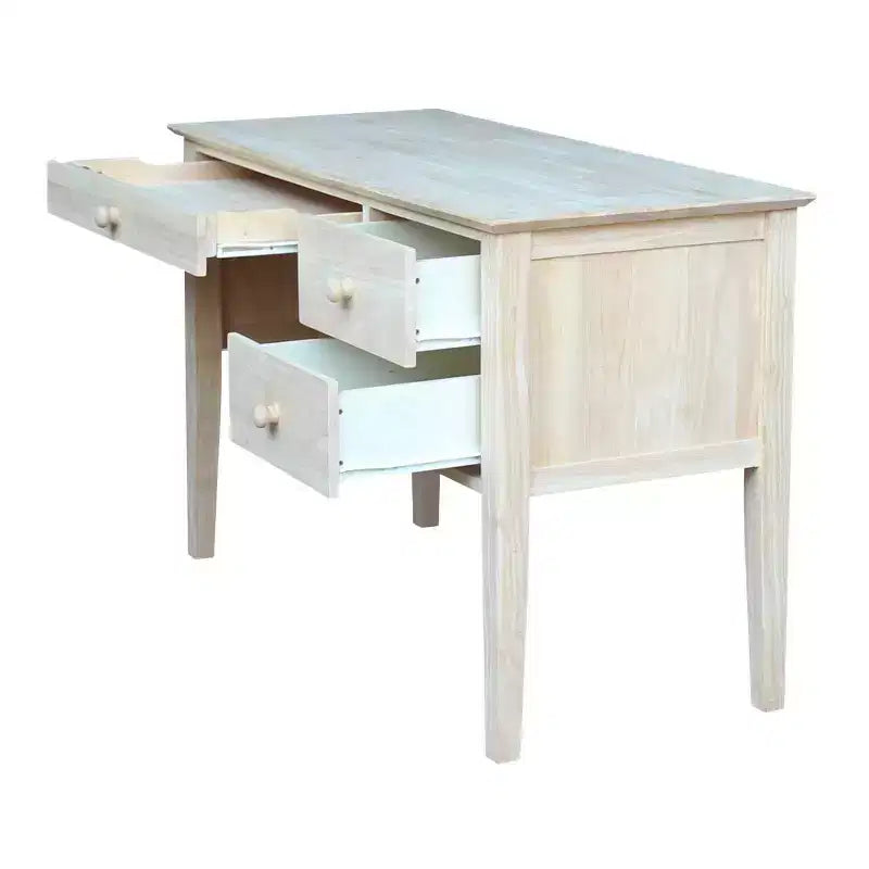 Escritorio de estudio de madera sin terminar para 2 personas con cajón