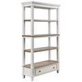 75" Realyn Bookshelf - Signature Design by Ashley: Cottage Style, Antiqued Two-Tone Finish, Open Shelves