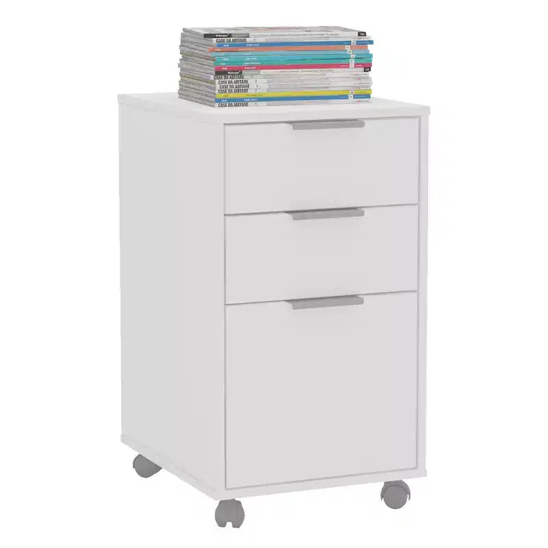 Archivador vertical moderno blanco de 3 cajones para 1 persona