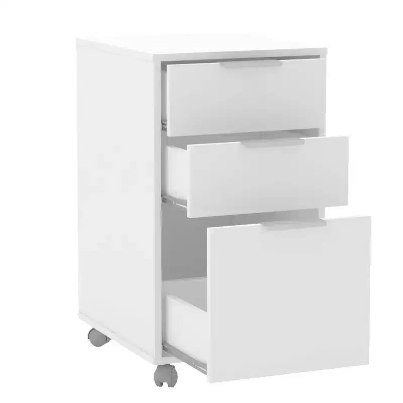 Archivador vertical moderno blanco de 3 cajones para 1 persona