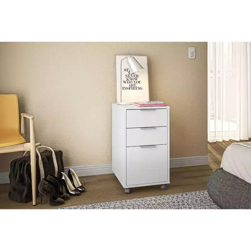 Archivador vertical moderno blanco de 3 cajones para 1 persona