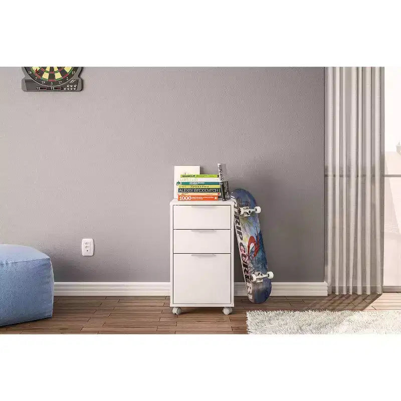 Archivador vertical moderno blanco de 3 cajones para 1 persona