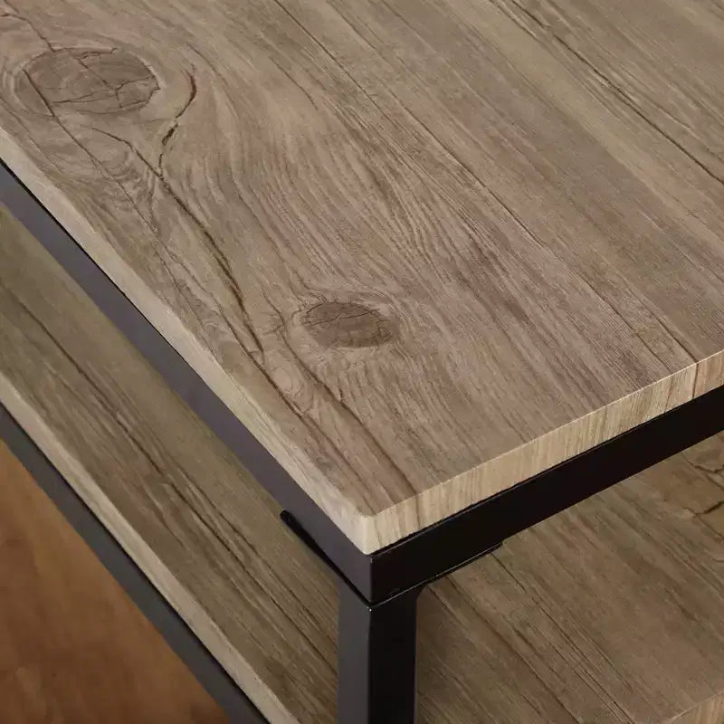 Mesa de centro rectangular negra y marrón con estante de almacenamiento