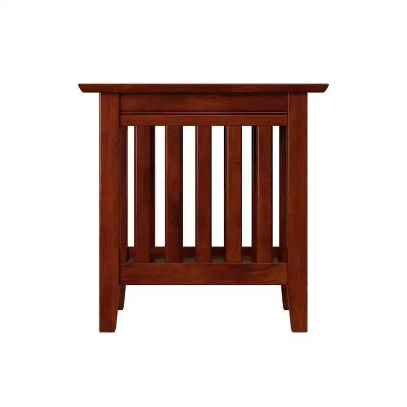 Mesa auxiliar rectangular de madera marrón con estante fijo para 1