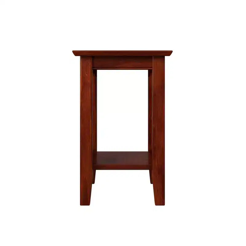 Mesa auxiliar rectangular de madera marrón con estante fijo para 1