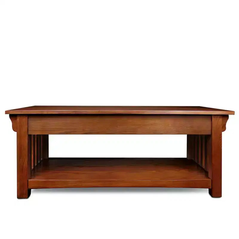 Mesa de centro rectangular marrón con cajones y estante abierto – Para 4 personas