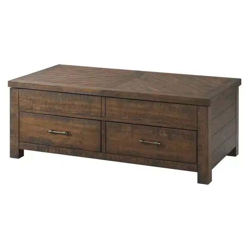 Mesa de centro rectangular elevable marrón con cajón de almacenamiento