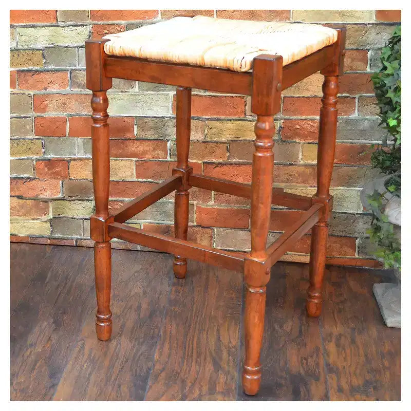 Taburete de bar de madera sin respaldo de 29.25" — Negro / Blanco leche claro / Marrón / Gris envejecido / Nogal / Espresso — Asientos 1
