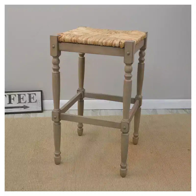 Taburete de bar de madera sin respaldo de 29.25" — Negro / Blanco leche claro / Marrón / Gris envejecido / Nogal / Espresso — Asientos 1
