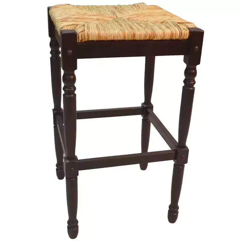 Taburete de bar de madera sin respaldo de 29.25" — Negro / Blanco leche claro / Marrón / Gris envejecido / Nogal / Espresso — Asientos 1