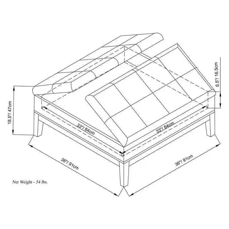 Otomana de almacenamiento con tapa elevable capitoné, cuadrada, para 1 persona — Marrón / Gris / Crema / Negro
