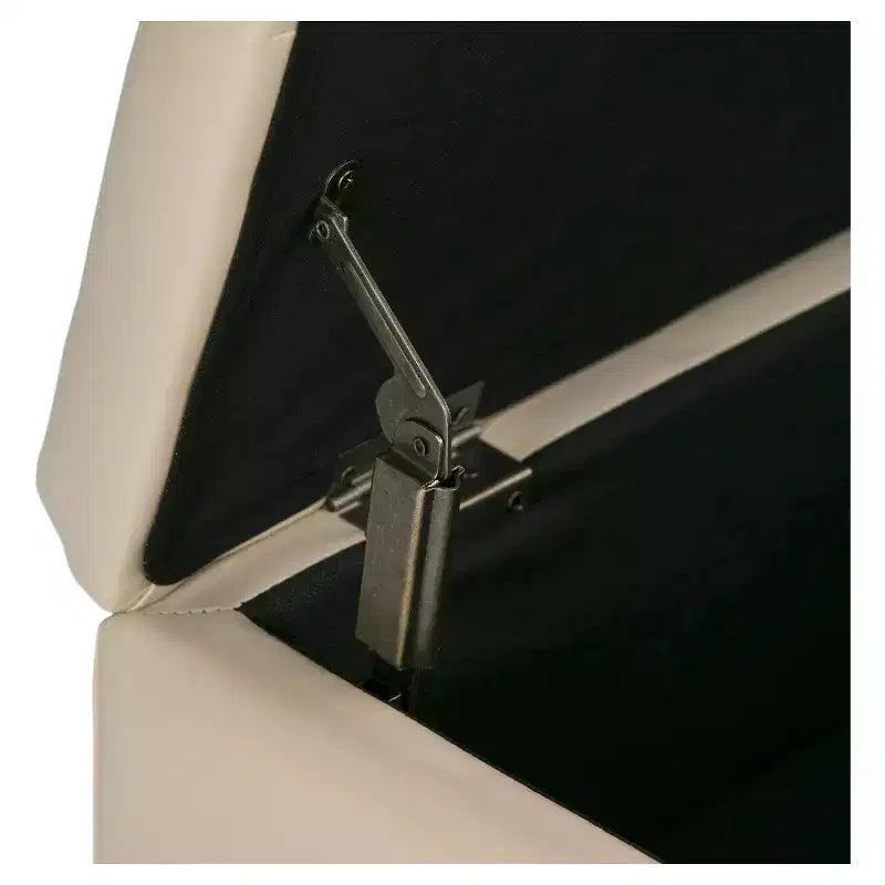 Otomana de almacenamiento con tapa elevable capitoné, cuadrada, para 1 persona — Marrón / Gris / Crema / Negro