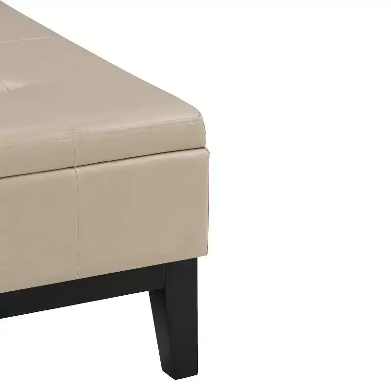 Otomana de almacenamiento con tapa elevable capitoné, cuadrada, para 1 persona — Marrón / Gris / Crema / Negro