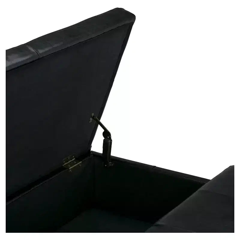 Otomana de almacenamiento con tapa elevable capitoné, cuadrada, para 1 persona — Marrón / Gris / Crema / Negro