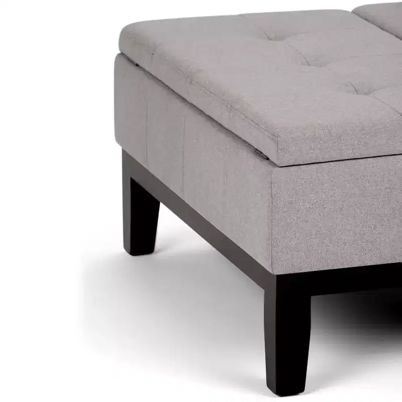Otomana de almacenamiento con tapa elevable capitoné, cuadrada, para 1 persona — Marrón / Gris / Crema / Negro