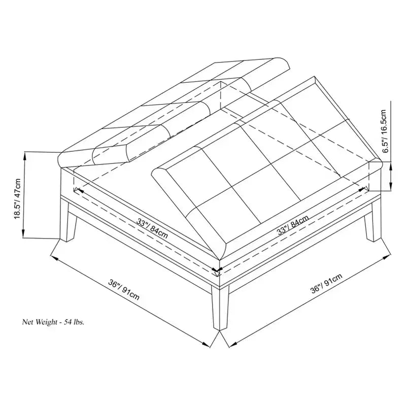 Otomana de almacenamiento con tapa elevable capitoné, cuadrada, para 1 persona — Marrón / Gris / Crema / Negro