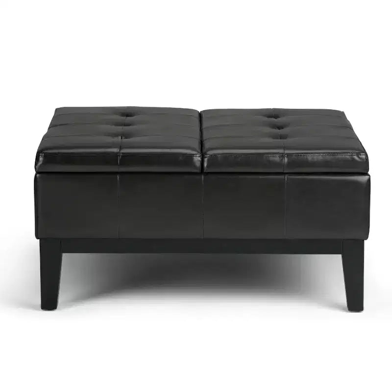 Otomana de almacenamiento con tapa elevable capitoné, cuadrada, para 1 persona — Marrón / Gris / Crema / Negro