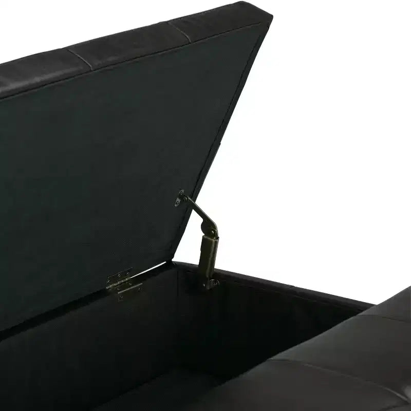 Otomana de almacenamiento con tapa elevable capitoné, cuadrada, para 1 persona — Marrón / Gris / Crema / Negro