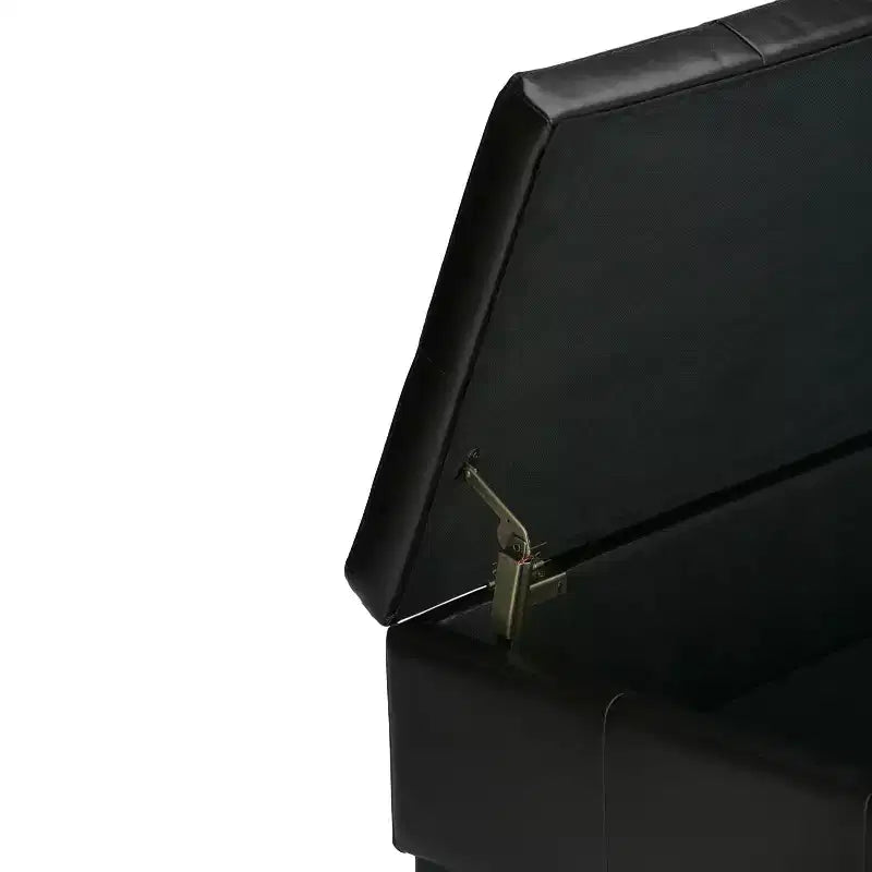 Otomana de almacenamiento con tapa elevable capitoné, cuadrada, para 1 persona — Marrón / Gris / Crema / Negro