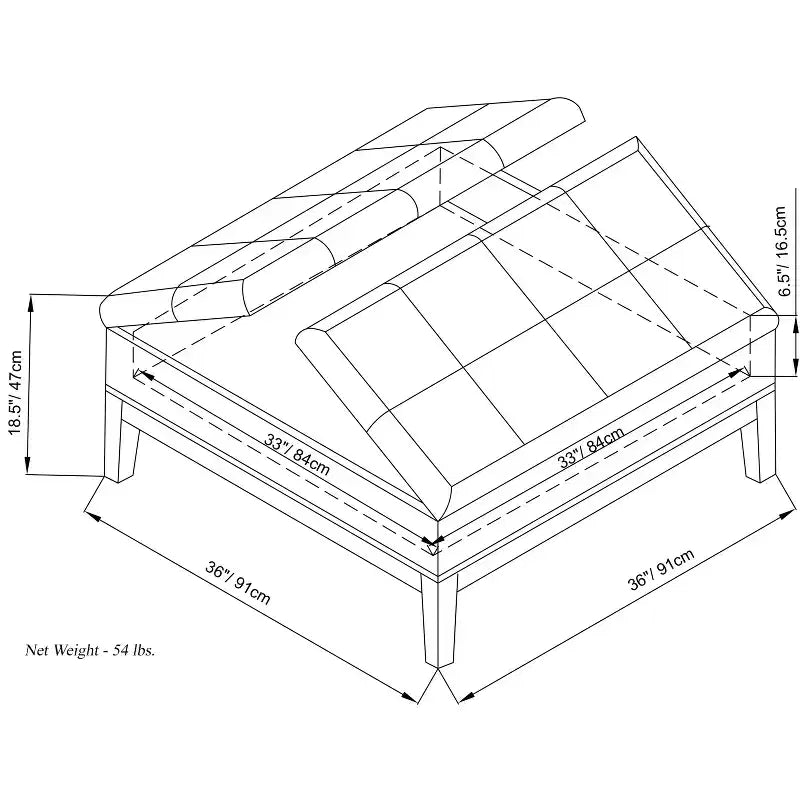Otomana de almacenamiento con tapa elevable capitoné, cuadrada, para 1 persona — Marrón / Gris / Crema / Negro