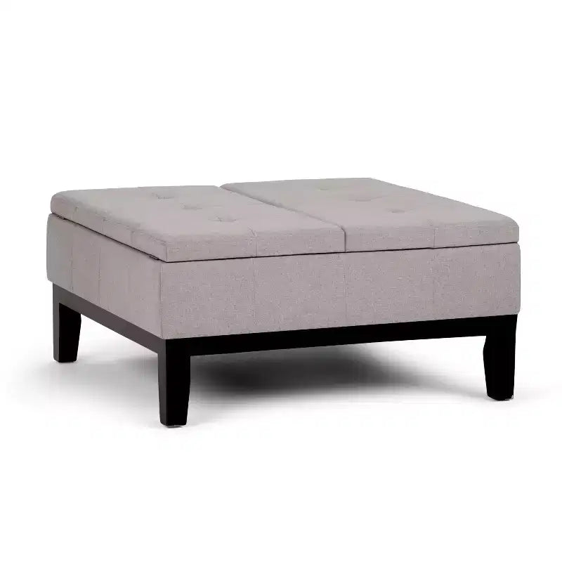 Otomana de almacenamiento con tapa elevable capitoné, cuadrada, para 1 persona — Marrón / Gris / Crema / Negro