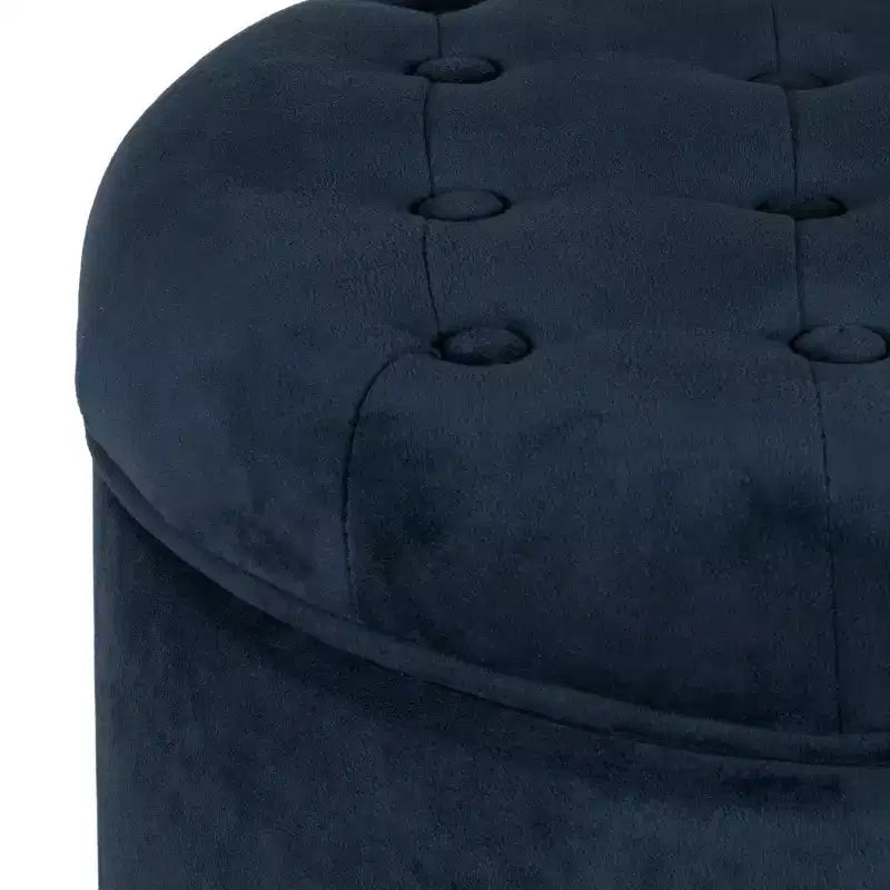 Puf redondo de almacenamiento de terciopelo, 1 asiento, gris / azul marino / verde