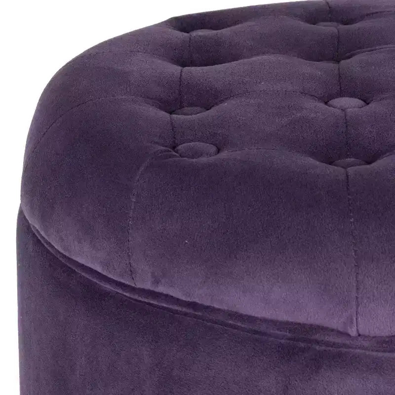 Puf redondo de almacenamiento de terciopelo, 1 asiento, gris / azul marino / verde