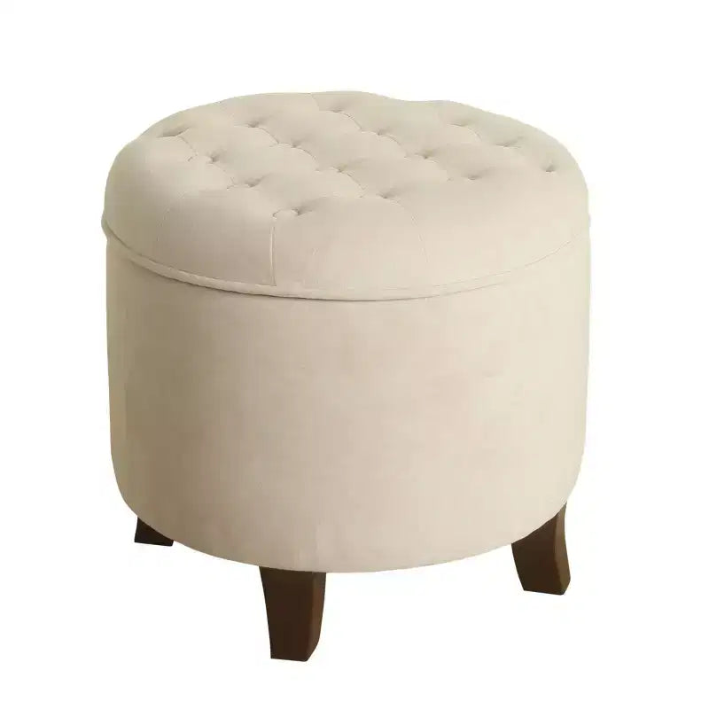 Puf redondo de almacenamiento de terciopelo, 1 asiento, gris / azul marino / verde