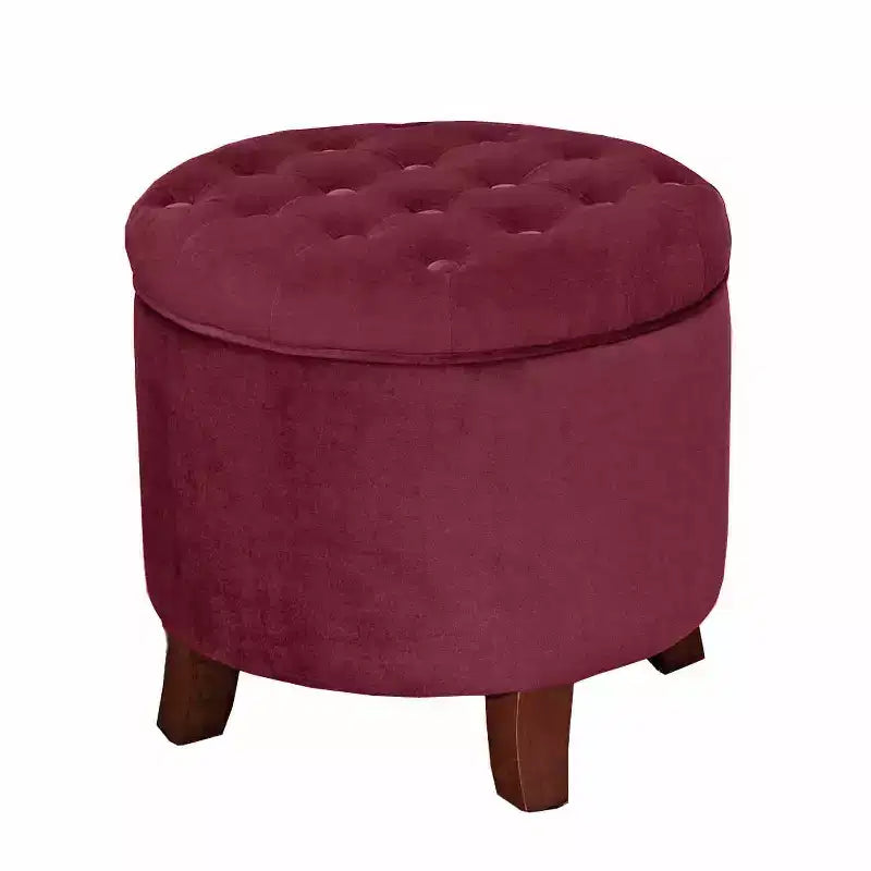 Puf redondo de almacenamiento de terciopelo, 1 asiento, gris / azul marino / verde