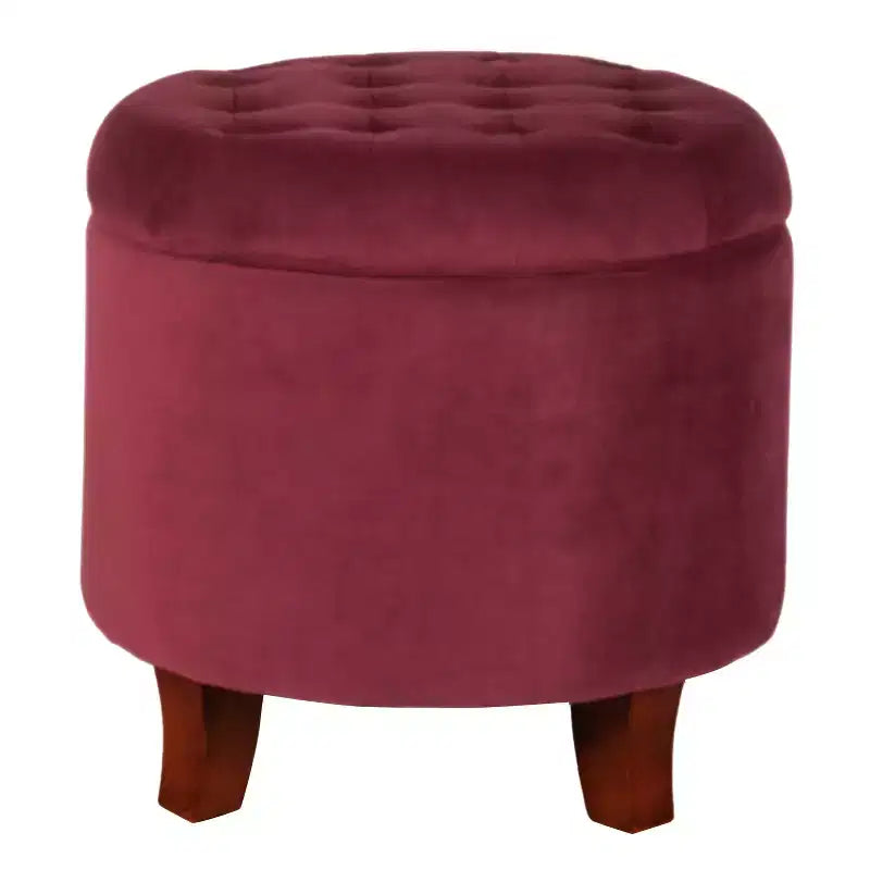 Puf redondo de almacenamiento de terciopelo, 1 asiento, gris / azul marino / verde