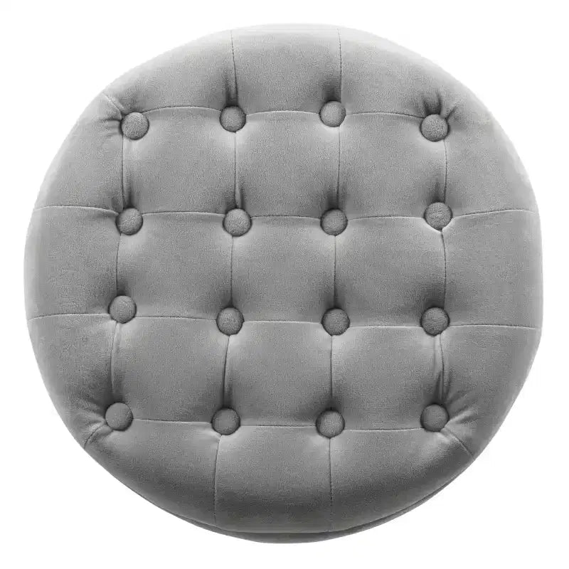 Puf redondo de almacenamiento de terciopelo, 1 asiento, gris / azul marino / verde