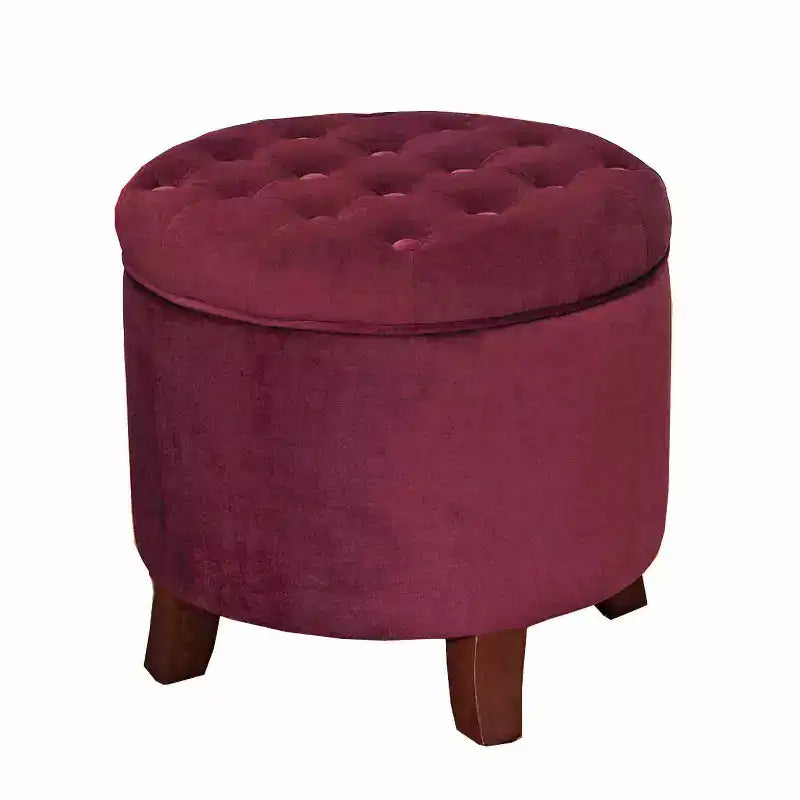 Puf redondo de almacenamiento de terciopelo, 1 asiento, gris / azul marino / verde