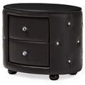 Davina Hollywood Glamour Style Oval 2 - Drawer Faux Leather Upholstered Nightstand - Baxton Studio