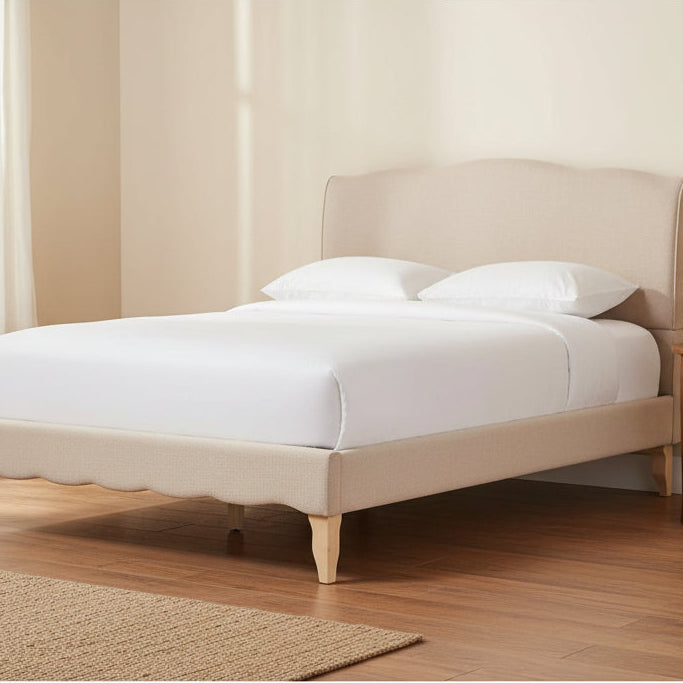 Fannie French Classic Modern Style Linen Fabric Platform Bed - Full - Baxton Studio