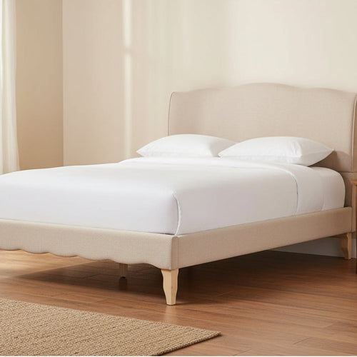 Fannie French Classic Modern Style Linen Fabric Platform Bed - Full - Baxton Studio