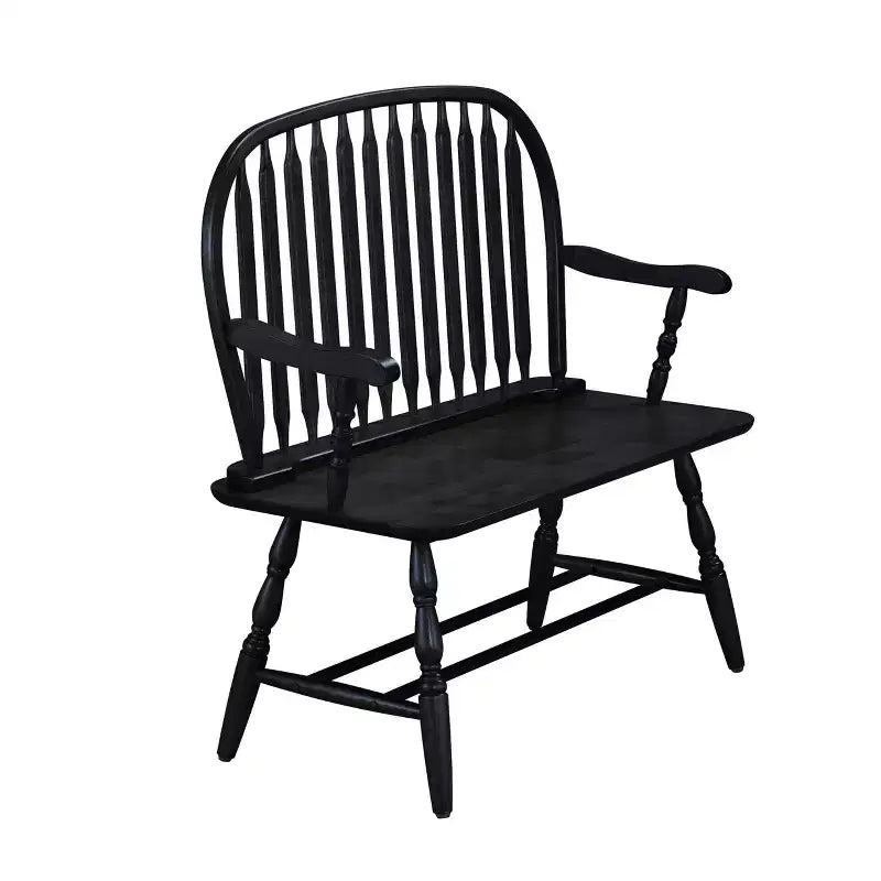 Banco Windsor – Negro antiguo / Roble americano, 2 plazas