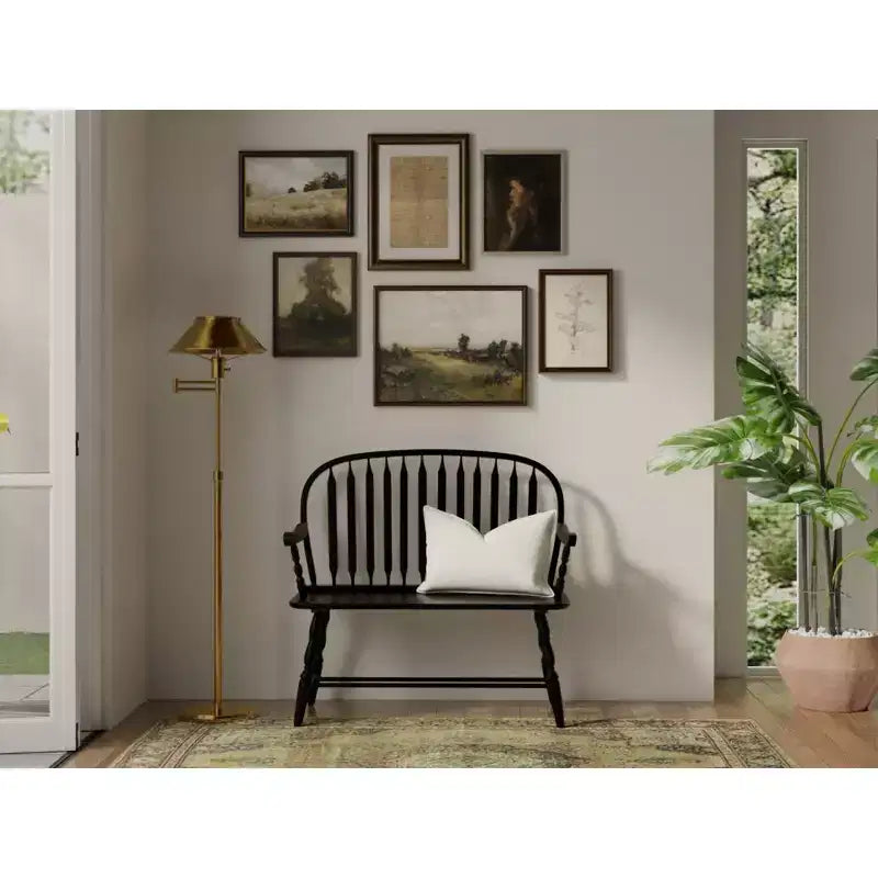 Banco Windsor – Negro antiguo / Roble americano, 2 plazas