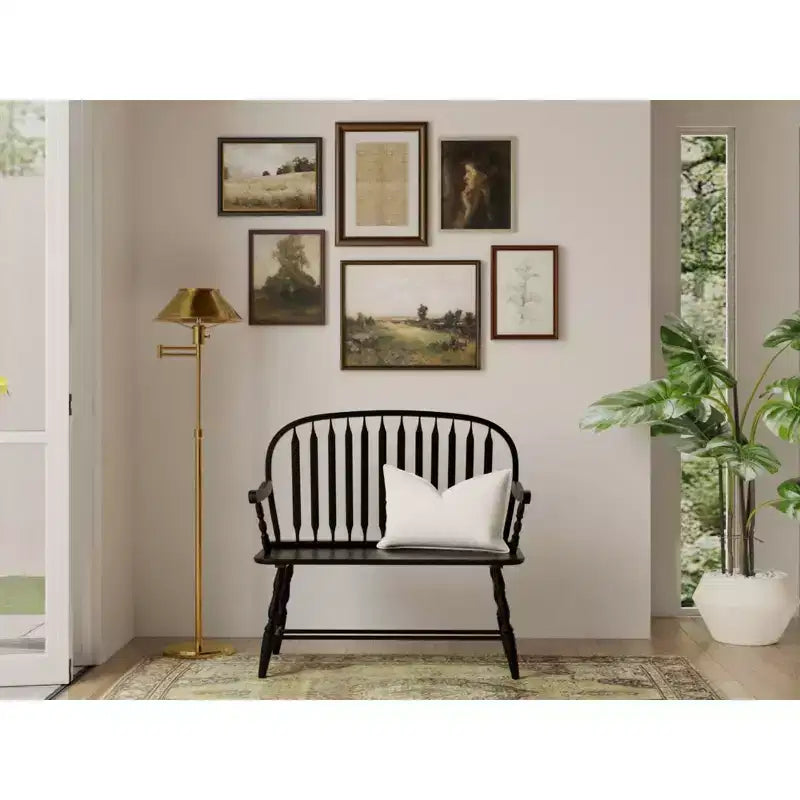 Banco Windsor – Negro antiguo / Roble americano, 2 plazas
