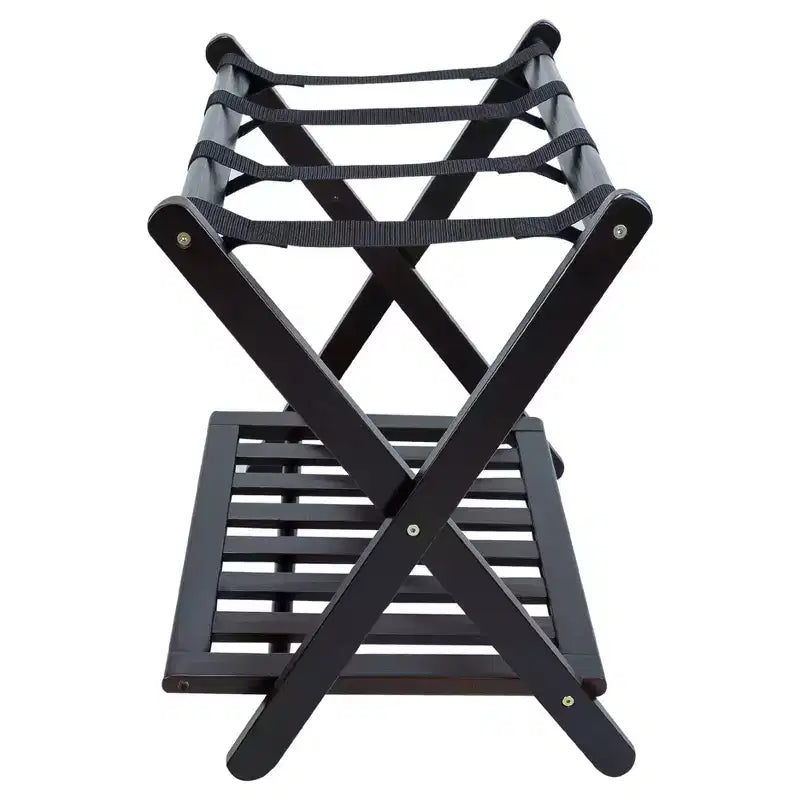 Maletero plegable de madera con estante – Natural / Nogal / Espresso / Blanco / Miel, Para 1 maleta