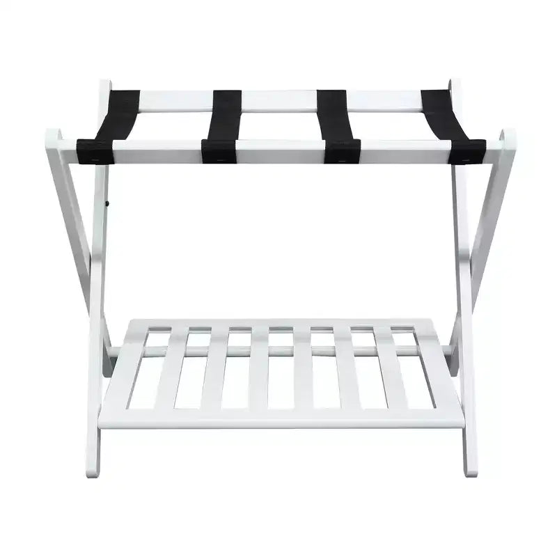 Maletero plegable de madera con estante – Natural / Nogal / Espresso / Blanco / Miel, Para 1 maleta
