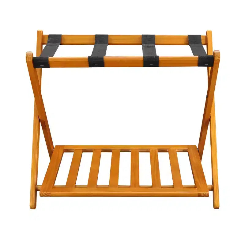 Maletero plegable de madera con estante – Natural / Nogal / Espresso / Blanco / Miel, Para 1 maleta