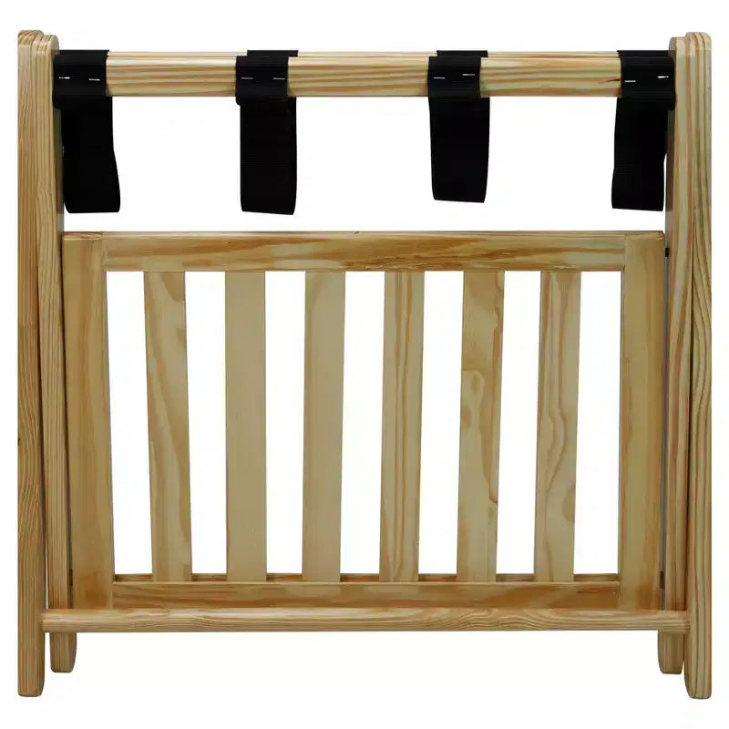 Maletero plegable de madera con estante – Natural / Nogal / Espresso / Blanco / Miel, Para 1 maleta