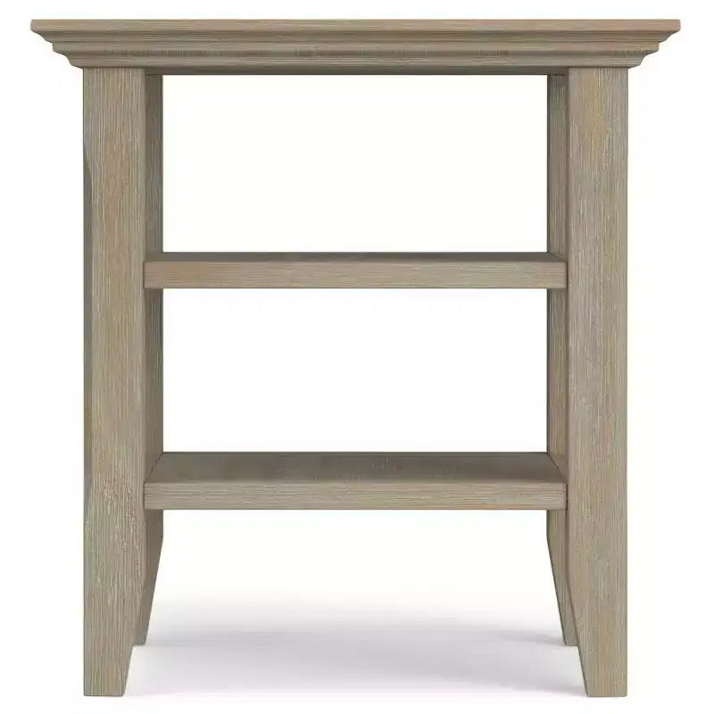 Mesa auxiliar rectangular de 19" con estante – Gris rústico / Negro / Gris desgastado / Marrón rústico / Brunette / Dorado claro / Nogal – 1 pieza