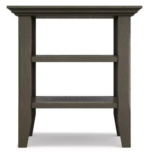 Mesa auxiliar rectangular de 19" con estante – Gris rústico / Negro / Gris desgastado / Marrón rústico / Brunette / Dorado claro / Nogal – 1 pieza