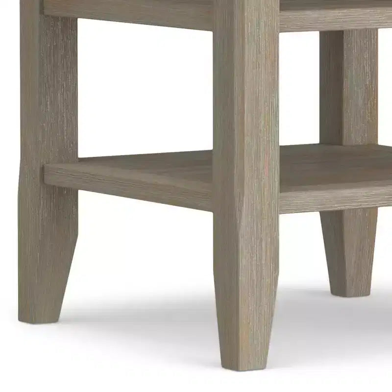 Mesa auxiliar rectangular de 19" con estante – Gris rústico / Negro / Gris desgastado / Marrón rústico / Brunette / Dorado claro / Nogal – 1 pieza