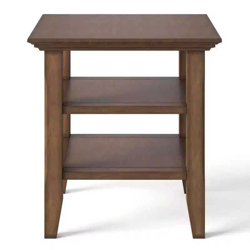 Mesa auxiliar rectangular de 19" con estante – Gris rústico / Negro / Gris desgastado / Marrón rústico / Brunette / Dorado claro / Nogal – 1 pieza