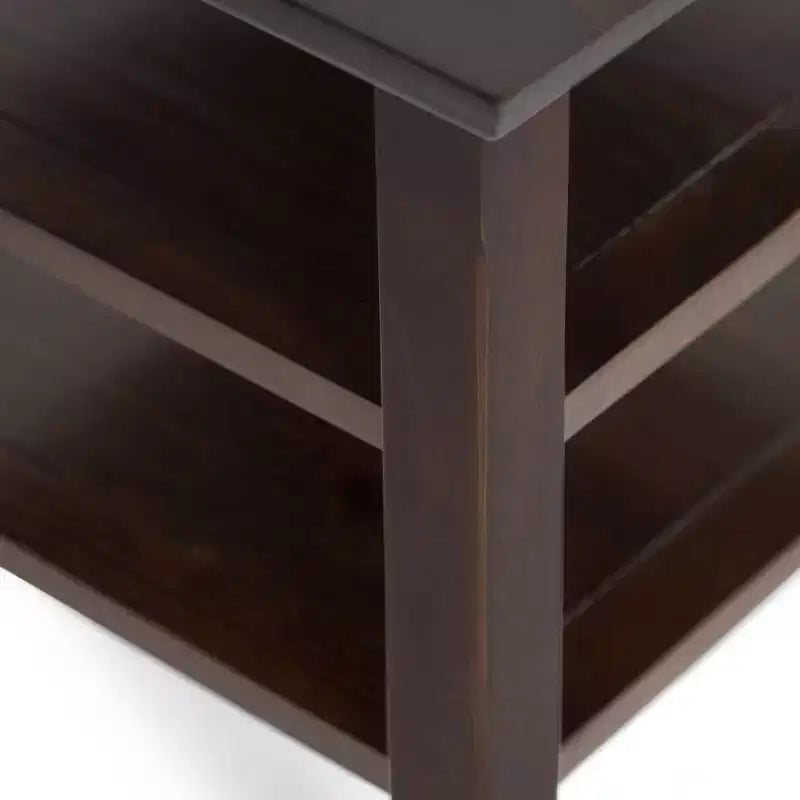 Mesa auxiliar rectangular de 19" con estante – Gris rústico / Negro / Gris desgastado / Marrón rústico / Brunette / Dorado claro / Nogal – 1 pieza