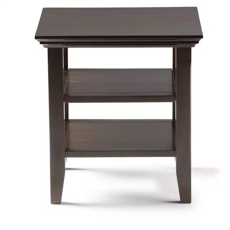 Mesa auxiliar rectangular de 19" con estante – Gris rústico / Negro / Gris desgastado / Marrón rústico / Brunette / Dorado claro / Nogal – 1 pieza